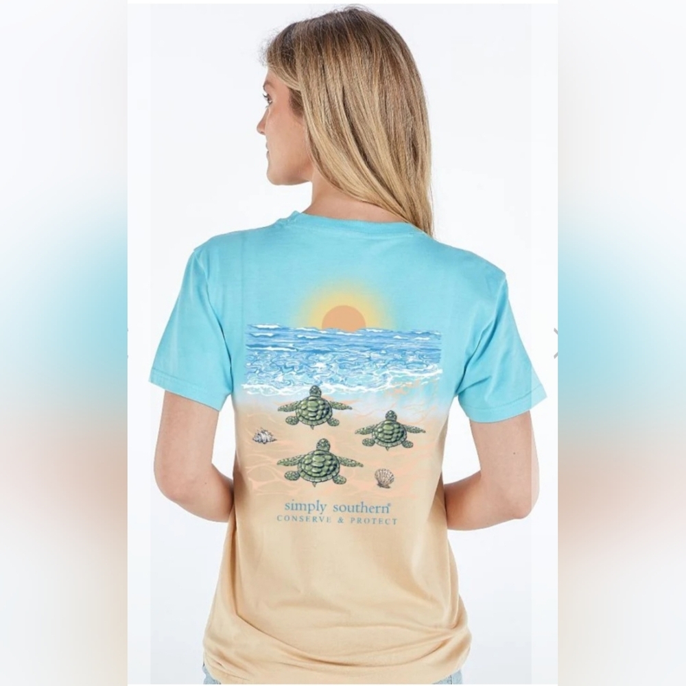 Simply Southern Turtle Hatch Tracker Short Sleeve Shirt, NWT
